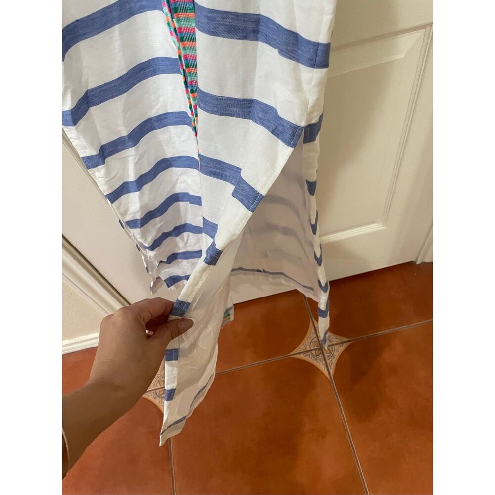 VILAGALLO madison dress in capri blue stripe euro size 36 - Picture 4 of 7